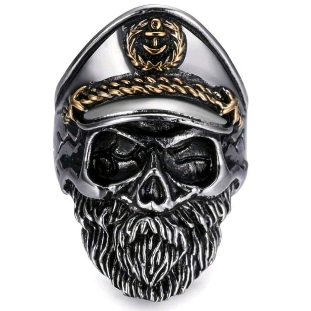 New! MEN'S Skull Navy Captian Ring. Sizes 9,10,12, & 13